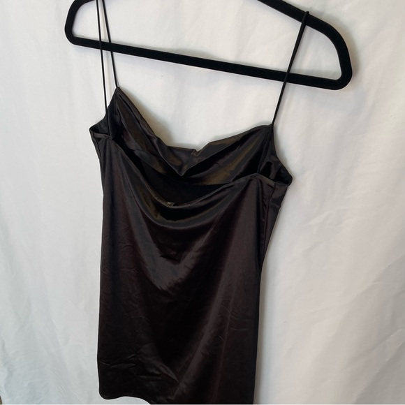 Zaful Black Satin Cowl Neck Mini Dress 10 Sexy Clubwear Cocktail Homecoming - Picture 8 of 15